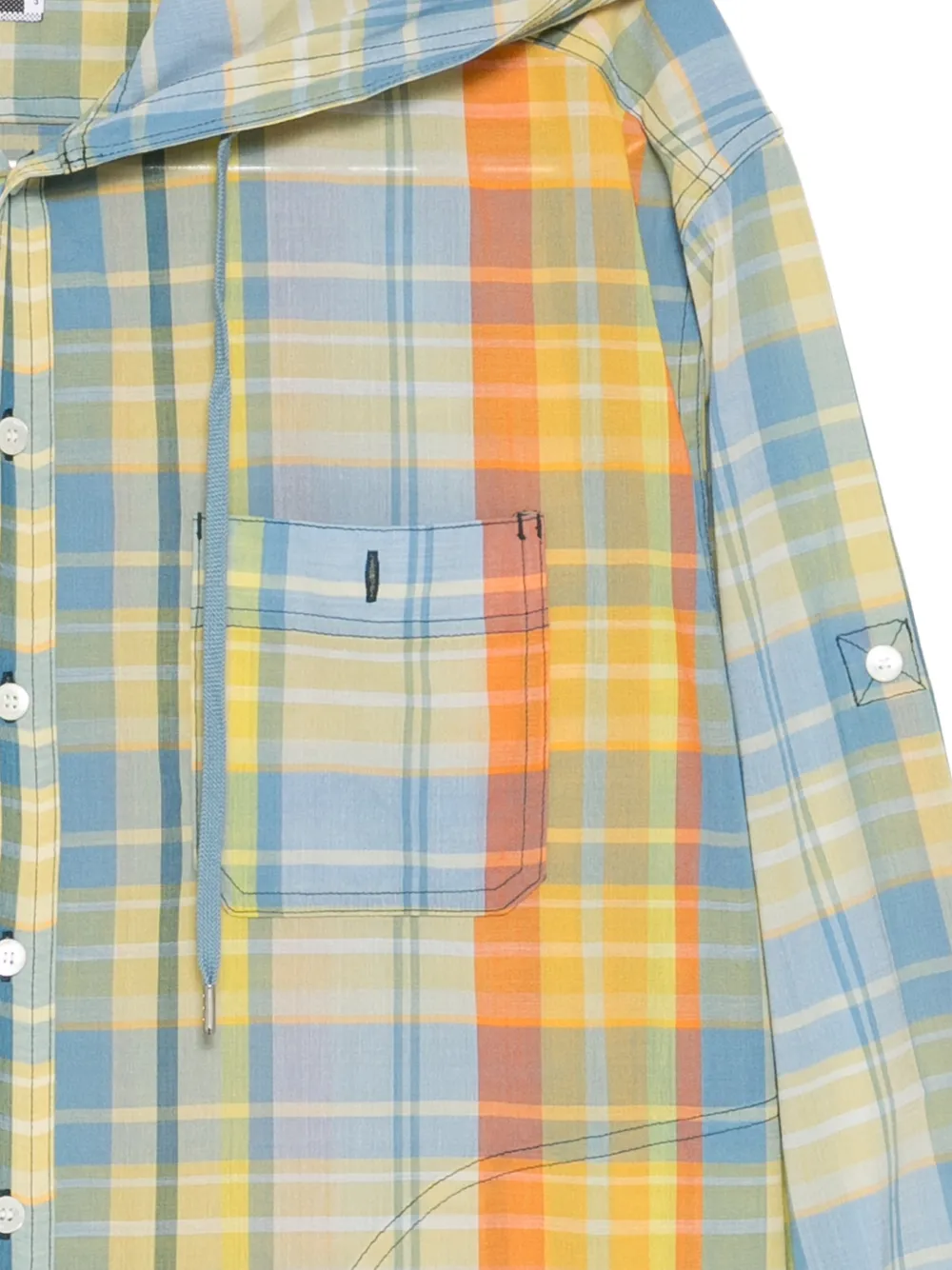  Facetasm Checked Hooded Shirt - Yellow 