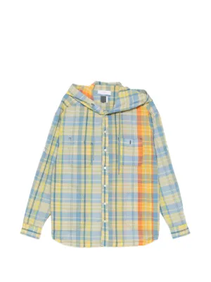 R13 クロップド フレイドチェックシャツ | ブルー | FARFETCH JP