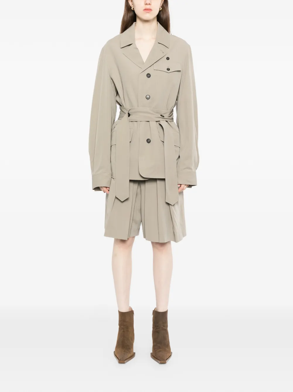  Setchu Belted Notched Lapel Jacket - Neutrals 