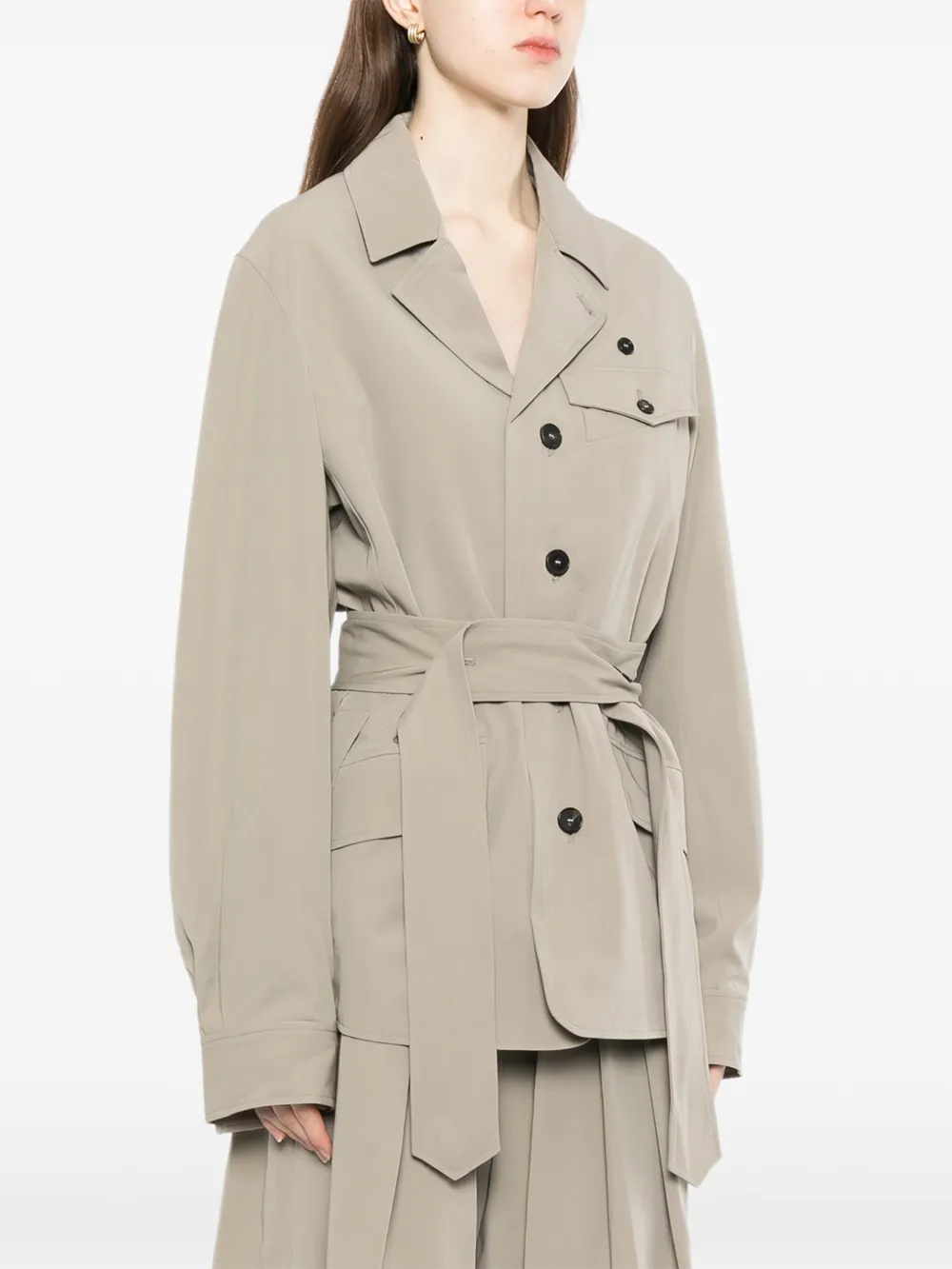  Setchu Belted Notched Lapel Jacket - Neutrals 