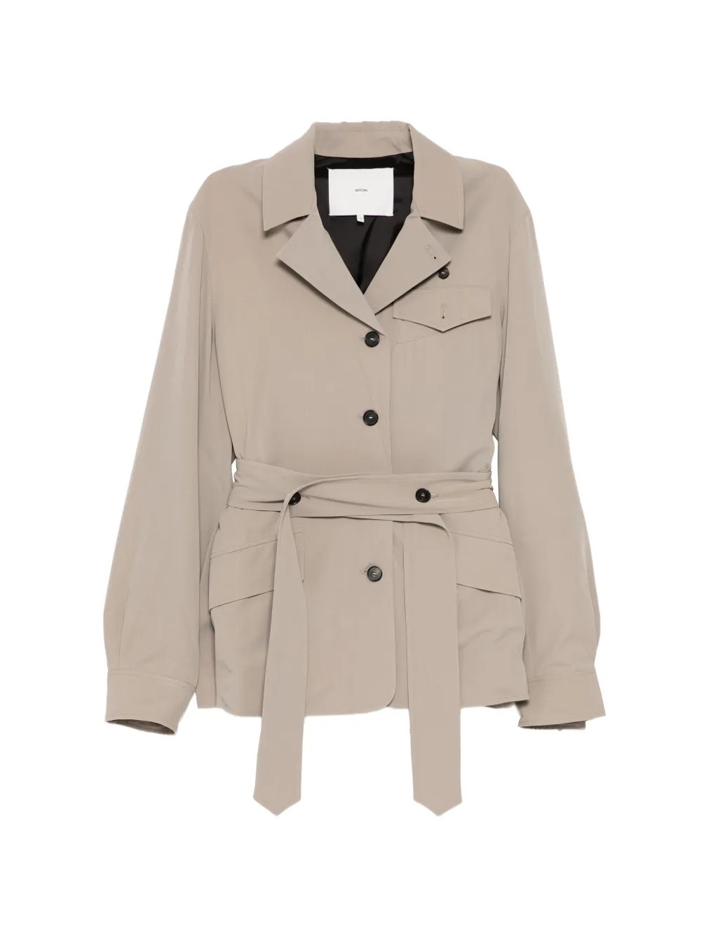 Setchu belted notched lapel jacket – Neutrals