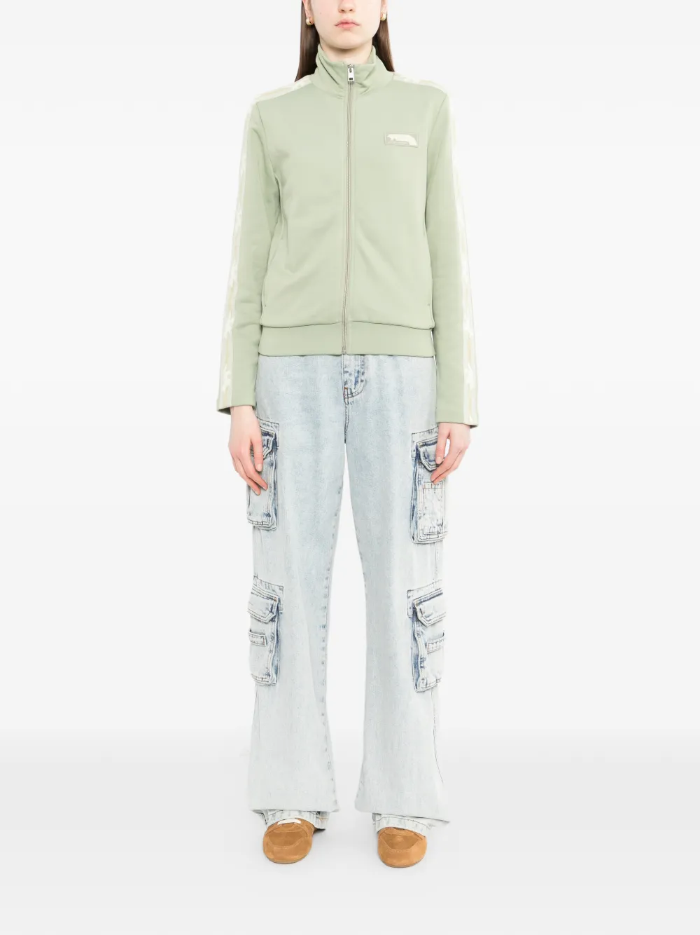 Maison Kitsuné Flash-fox Zipped Sweatshirt In Green