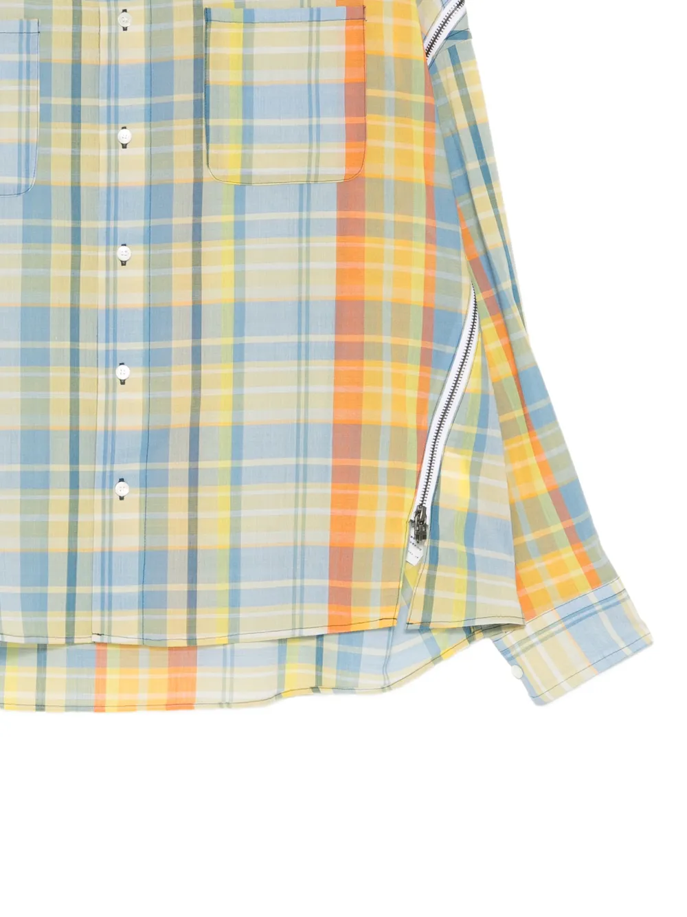  Facetasm Checked Zipped Shirt - Blue 