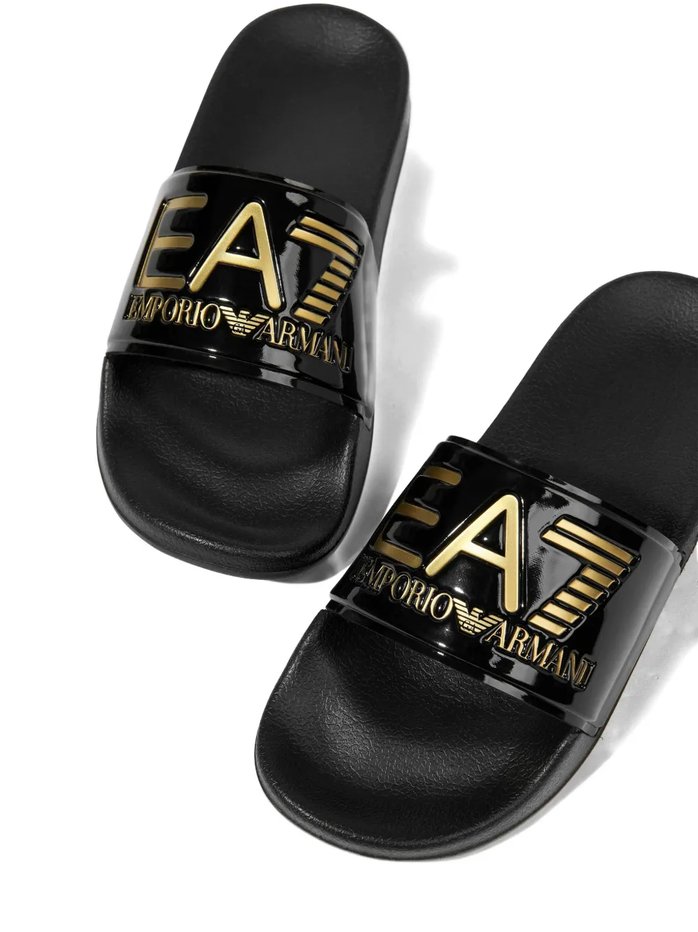 Emporio Armani Kids Slippers met logodetail Zwart