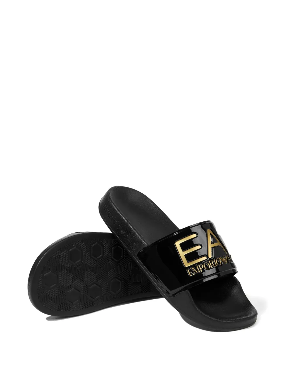 Emporio Armani Kids Slippers met logodetail Zwart