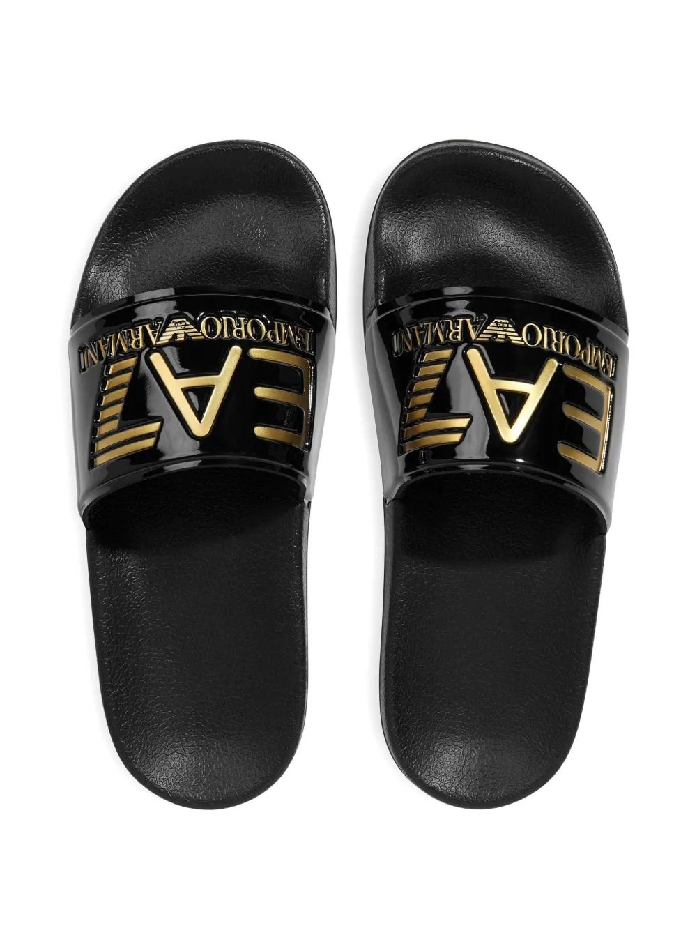 Emporio Armani Kids Slippers met logodetail Zwart