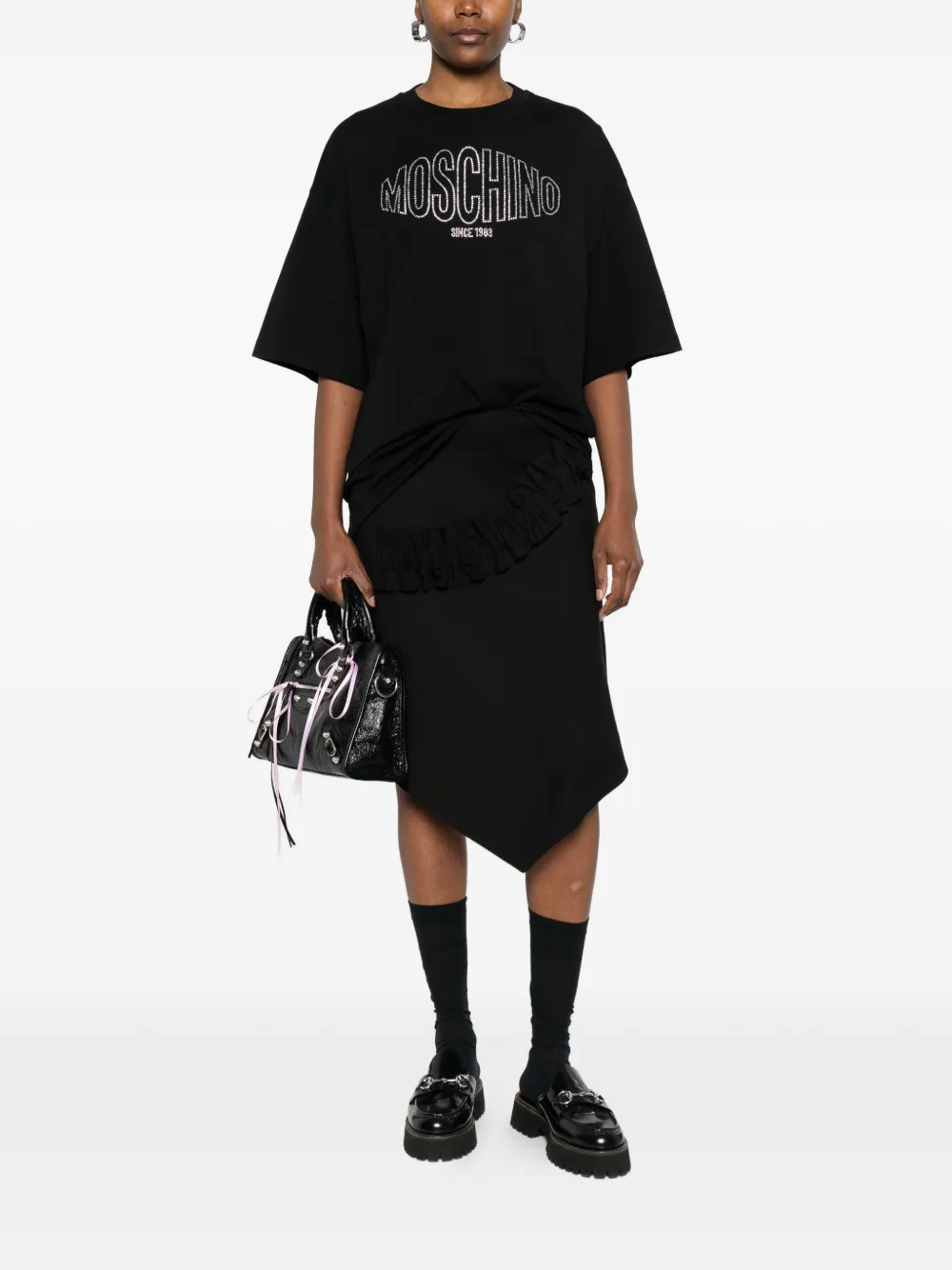 Moschino T-shirt met logodetail Zwart