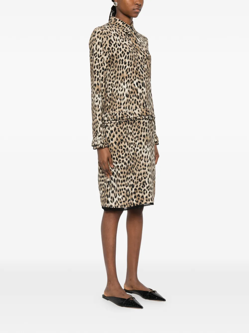  Nº21 Ruffled Leopard-print Dress - Neutrals 