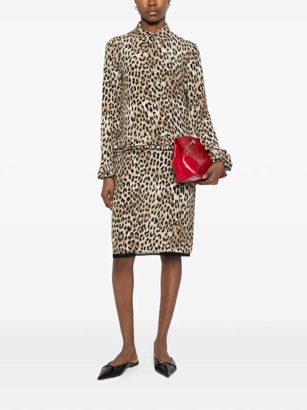  Nº21 Ruffled Leopard-print Dress - Neutrals 