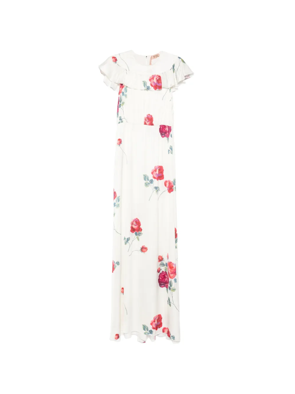 Nº21 ruffled-detail floral maxi dress - Bianco