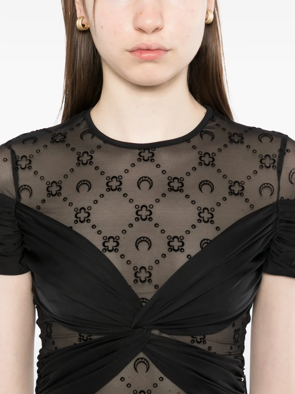 Marine Serre draped jersey bodysuit Zwart
