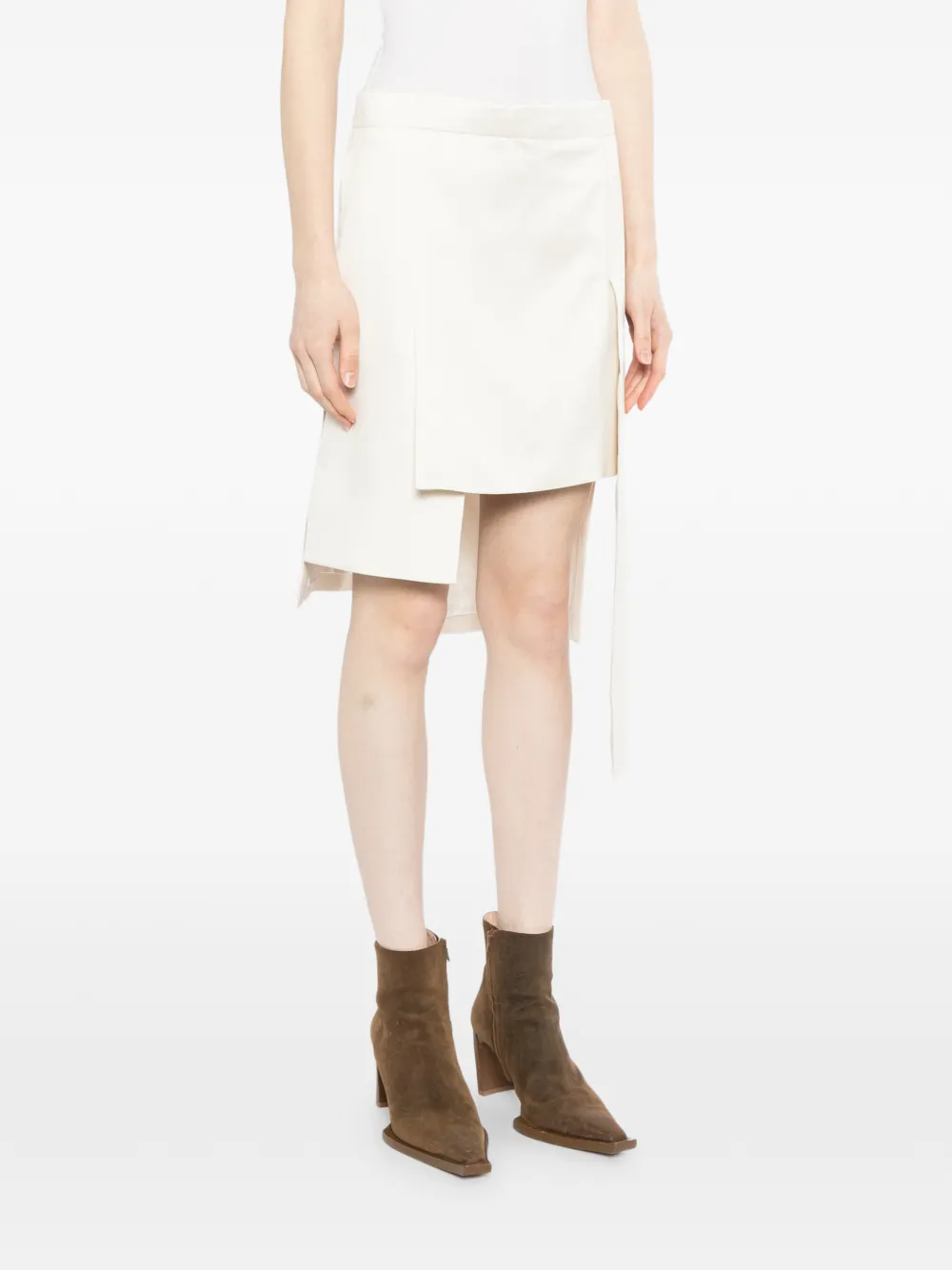  Setchu Asymmetric Layered Skirt - Brown 
