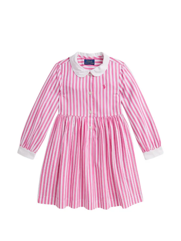 Ralph Lauren Girls Striped Poplin Shirt Dress in Pink 12 Yrs