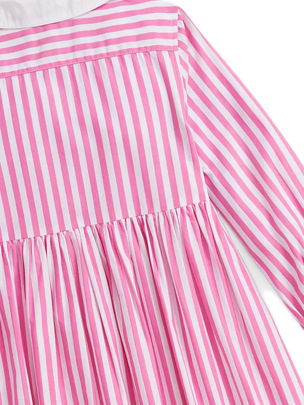 open lace back dress Ralph Lauren Pink & Blue Stripe Shirt Sleeve Dress. 24M main image 1