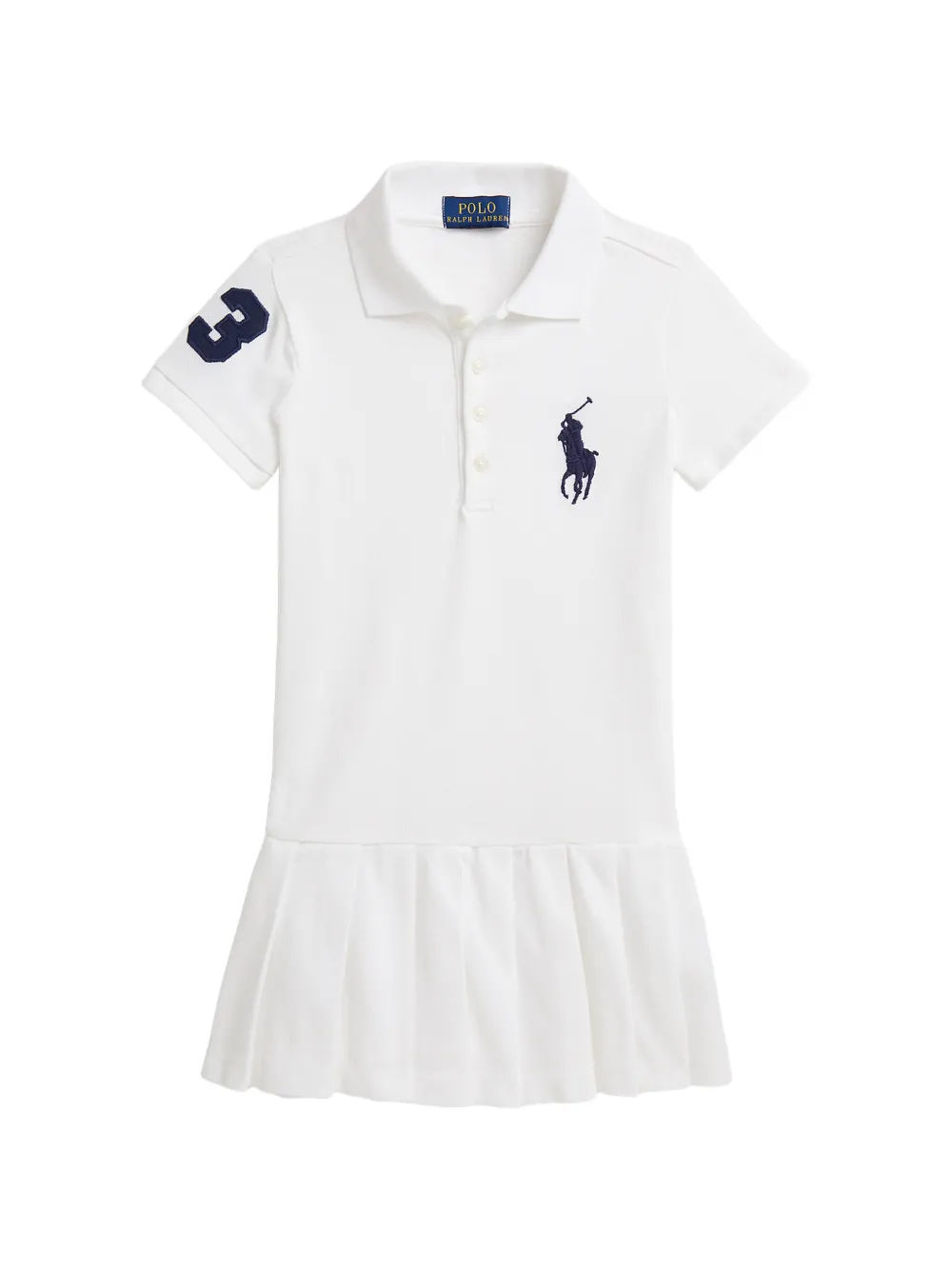 POLO RALPH LAUREN KIDS logo pleat dress - Bianco