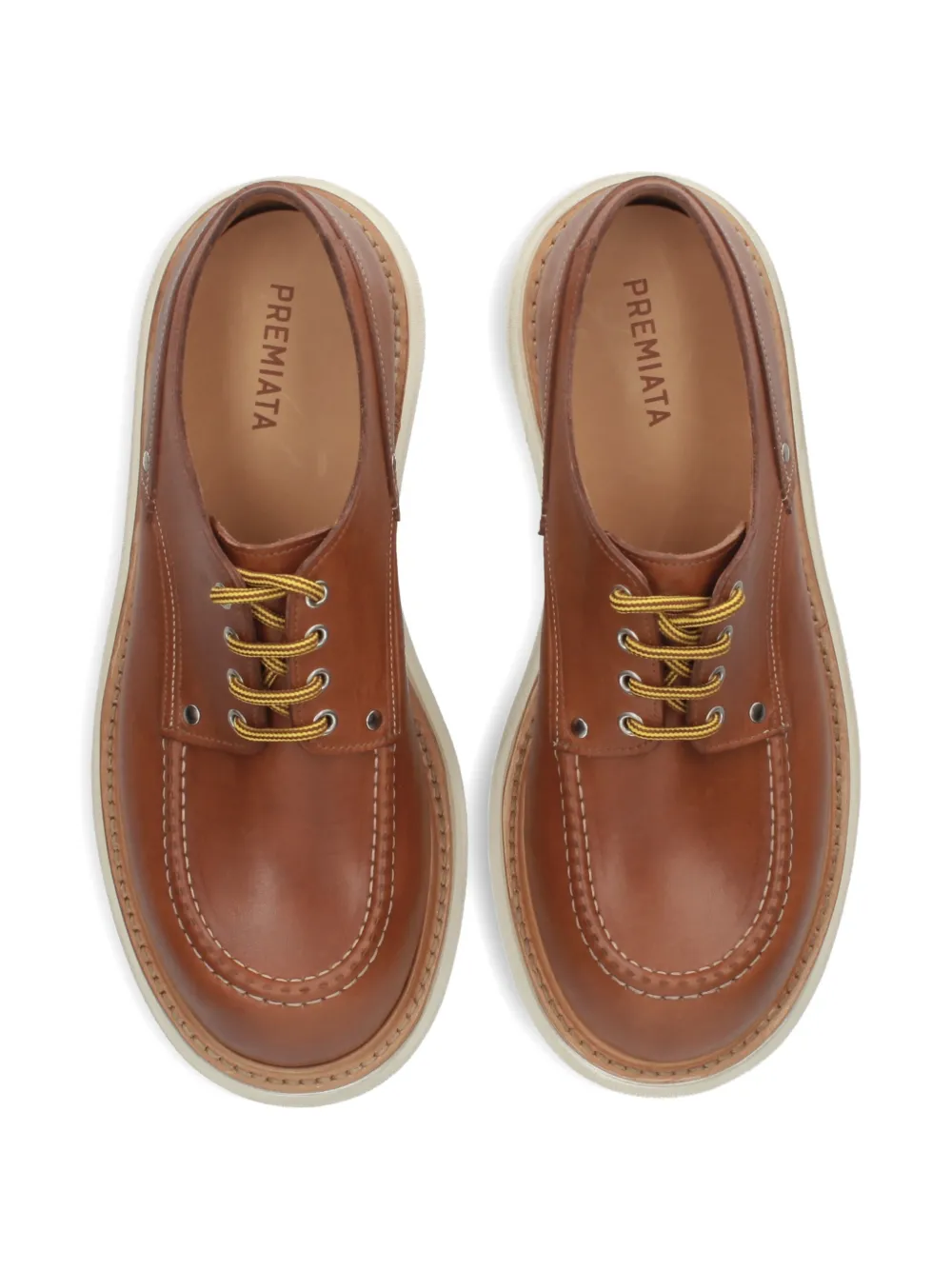 Premiata Leren schoenen met plateauzool Bruin