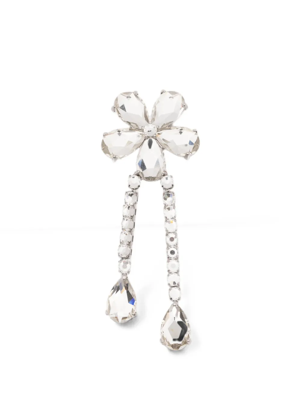Self-Portrait crystal-flower droplet earrings - Silber