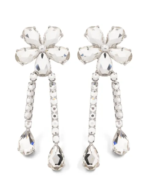 Self-Portrait crystal flower droplet earrings