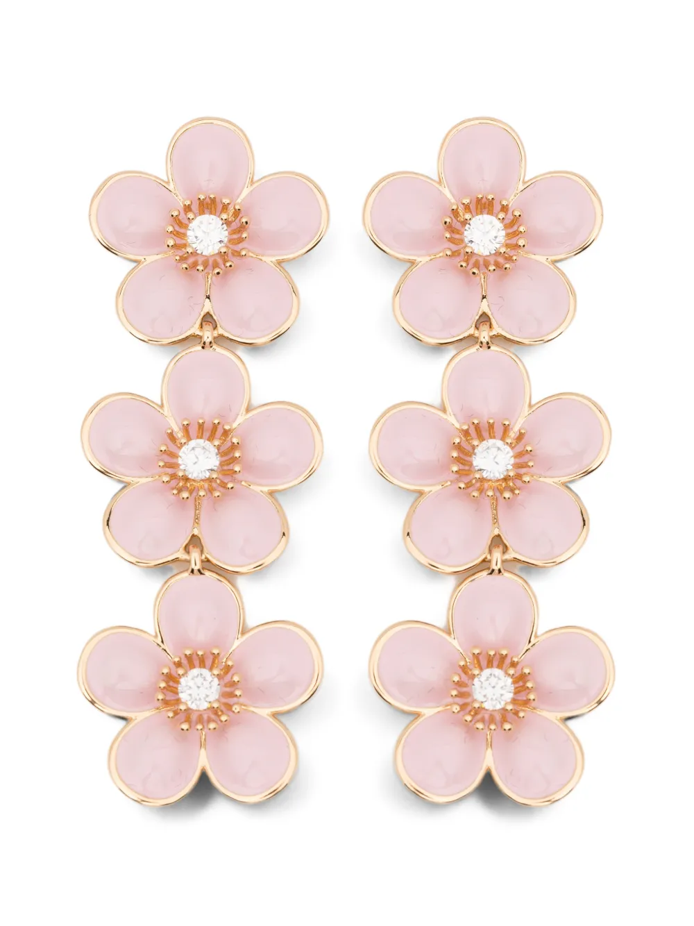Self-Portrait enamel-flower tiered earrings - Gold