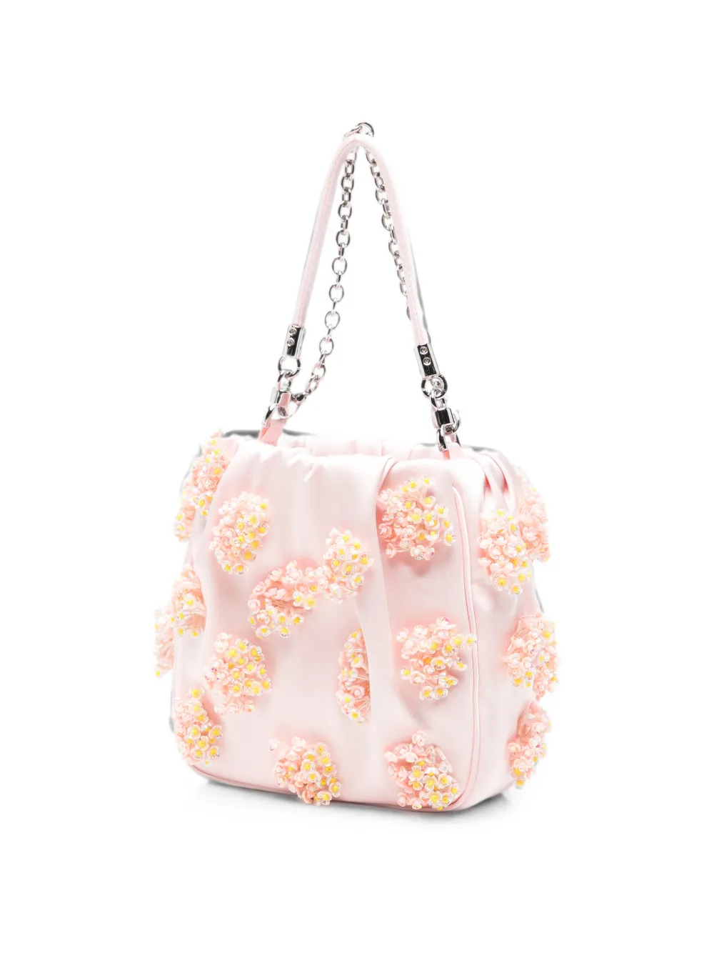 Self-Portrait Satijnen shopper met kralen en bloemen Roze