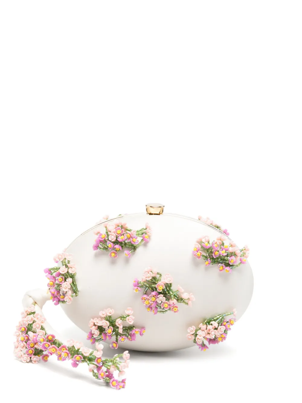 Self-Portrait flower-embellishment clutch bag - Weiß