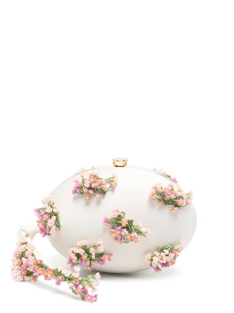 Self-Portrait flower-embellishment clutch bag