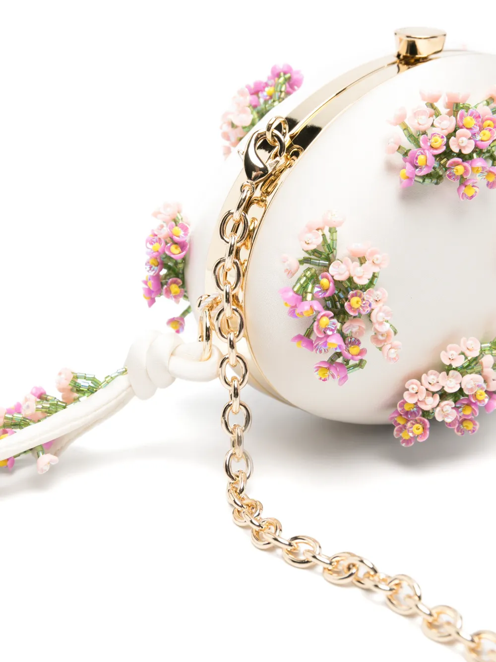 Self-Portrait Clutch verfraaid met bloemen Wit