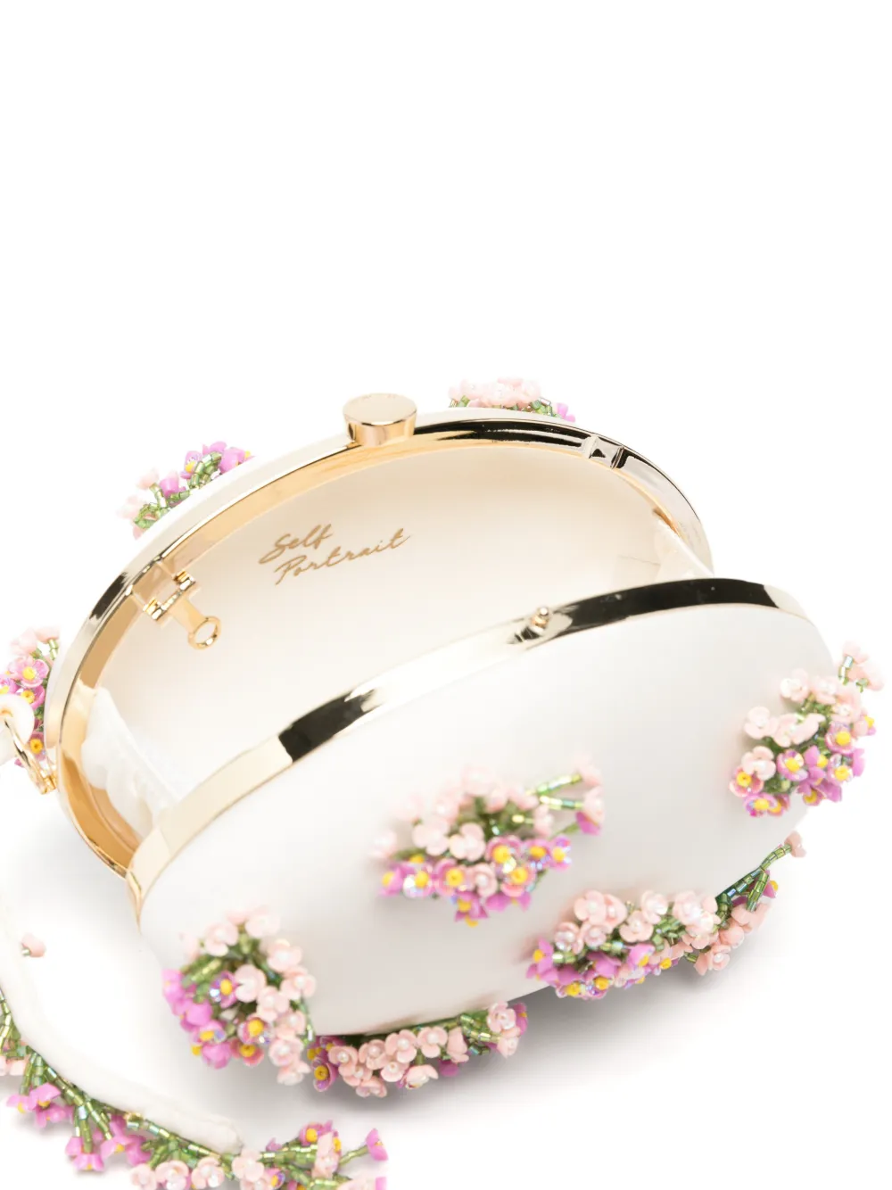 Self-Portrait Clutch verfraaid met bloemen Wit