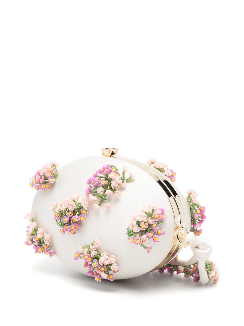 Self-Portrait Clutch verfraaid met bloemen Wit