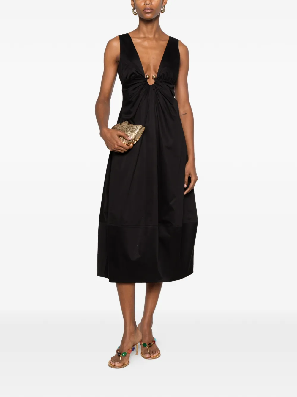 Cult Gaia Ebisu midi-jurk met ringdetail - Zwart