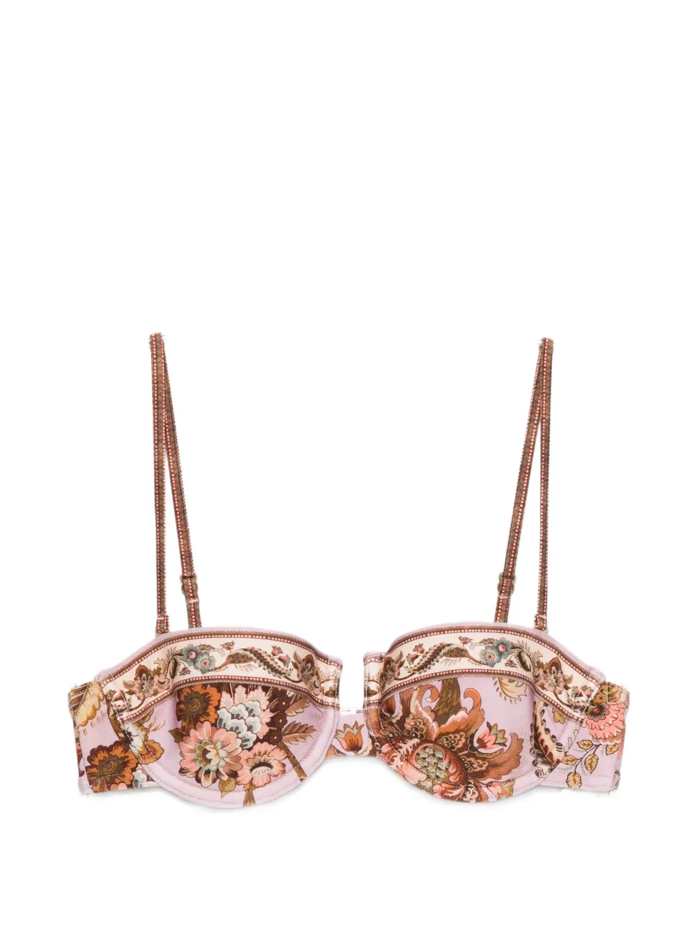 ZIMMERMANN Aster floral-print balconette bikini top - Rosa