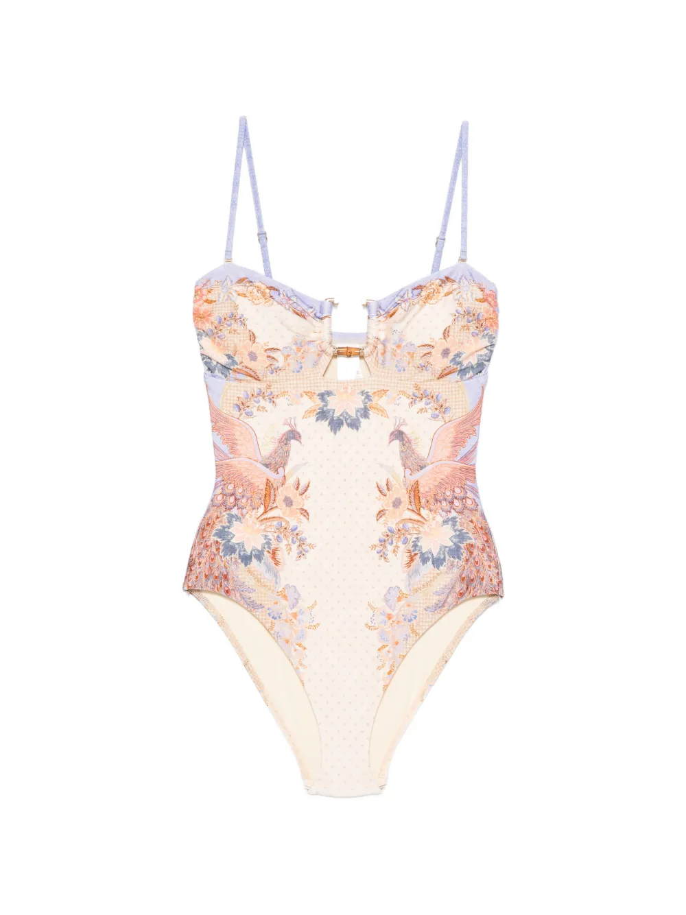 ZIMMERMANN Indra bamboo-trim swimsuit - Nude