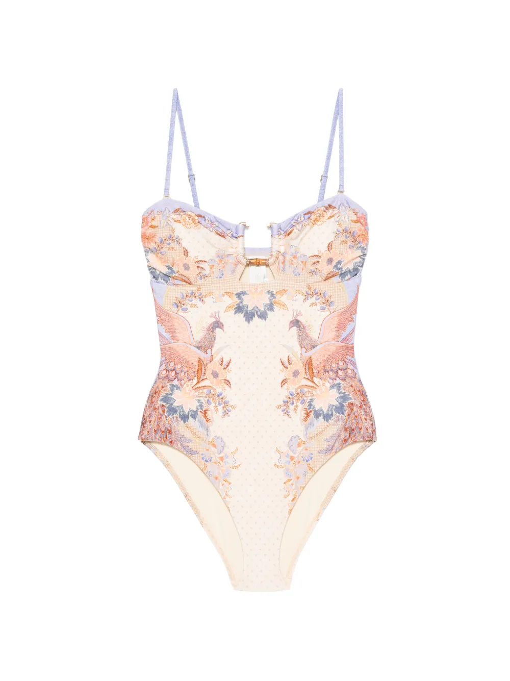 ZIMMERMANN Indra bamboo-trim swimsuit - Nude