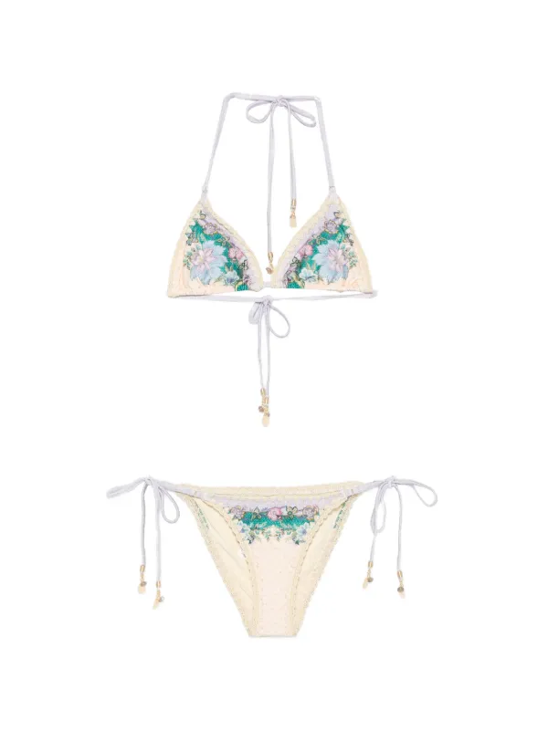 Zimmermann Indra Crochet Detail Bikini in Neutrals