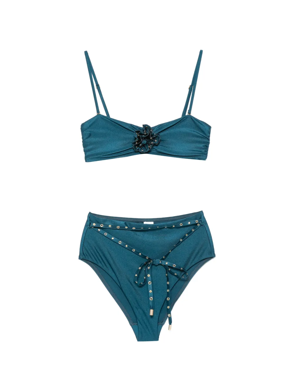 ZIMMERMANN Indra studded flower bikini set - Blu