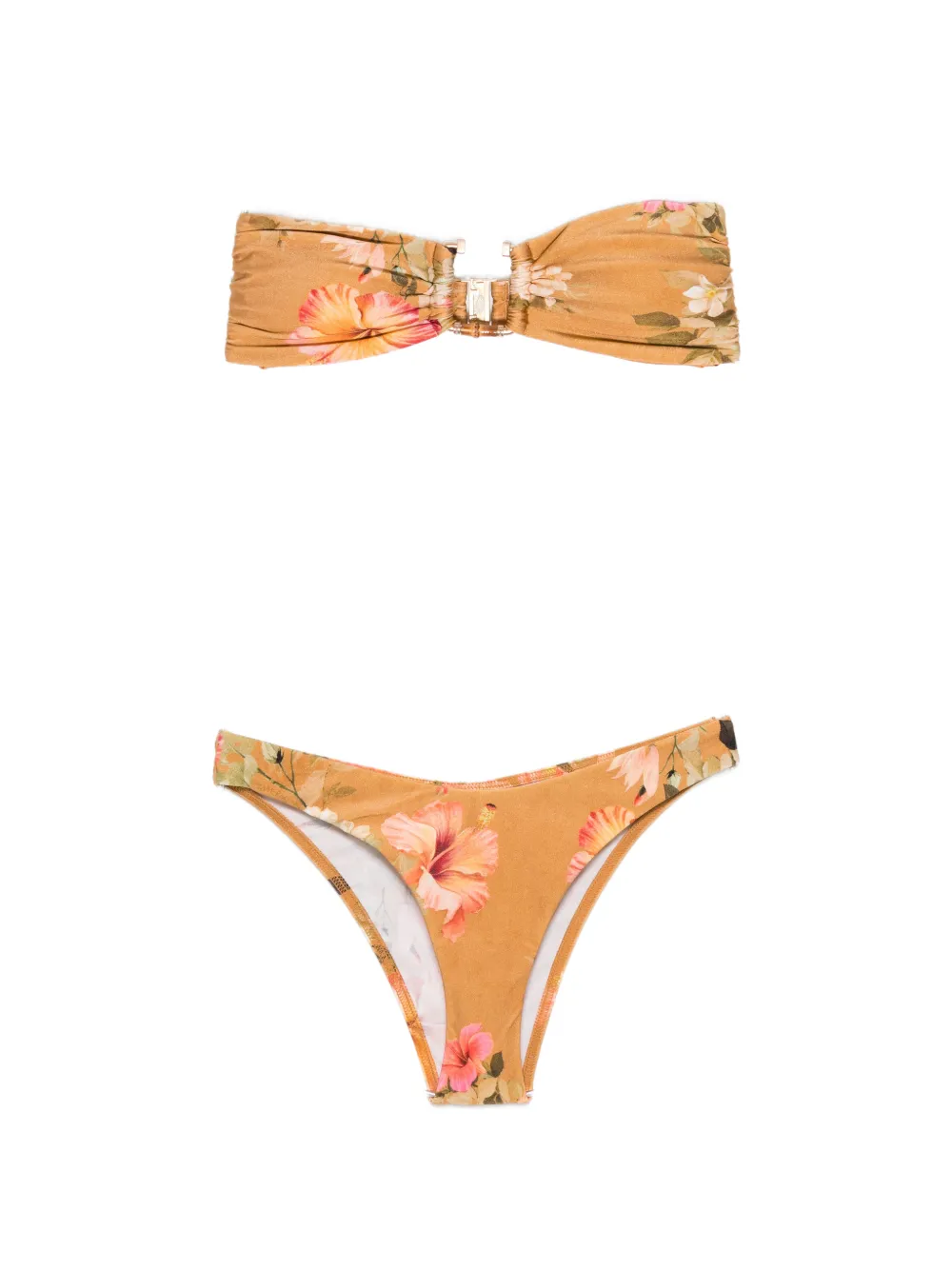 ZIMMERMANN Mahon Bamboo floral-print bikini - Toni neutri