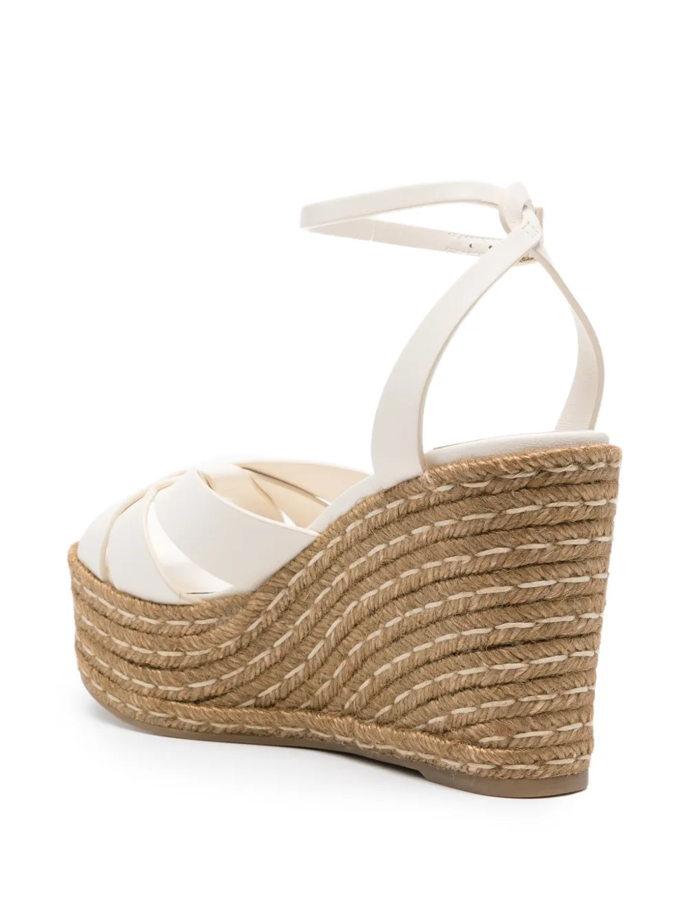 Jimmy Choo Korra leather wedge espadrilles Wit