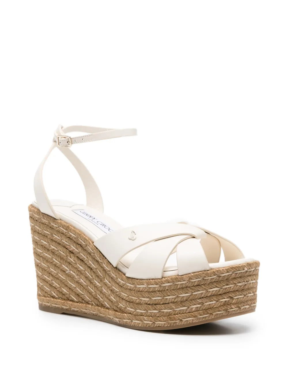 Jimmy Choo Korra leather wedge espadrilles Wit