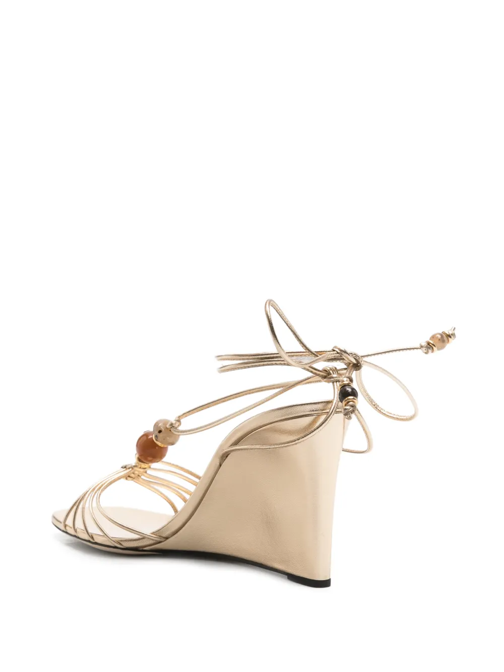 Jimmy Choo Lova bead-embellished wedge sandals Goud