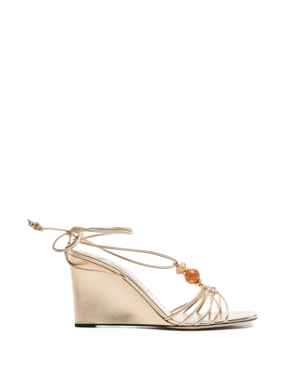 Jimmy Choo Lova bead-embellished wedge sandals - Gold