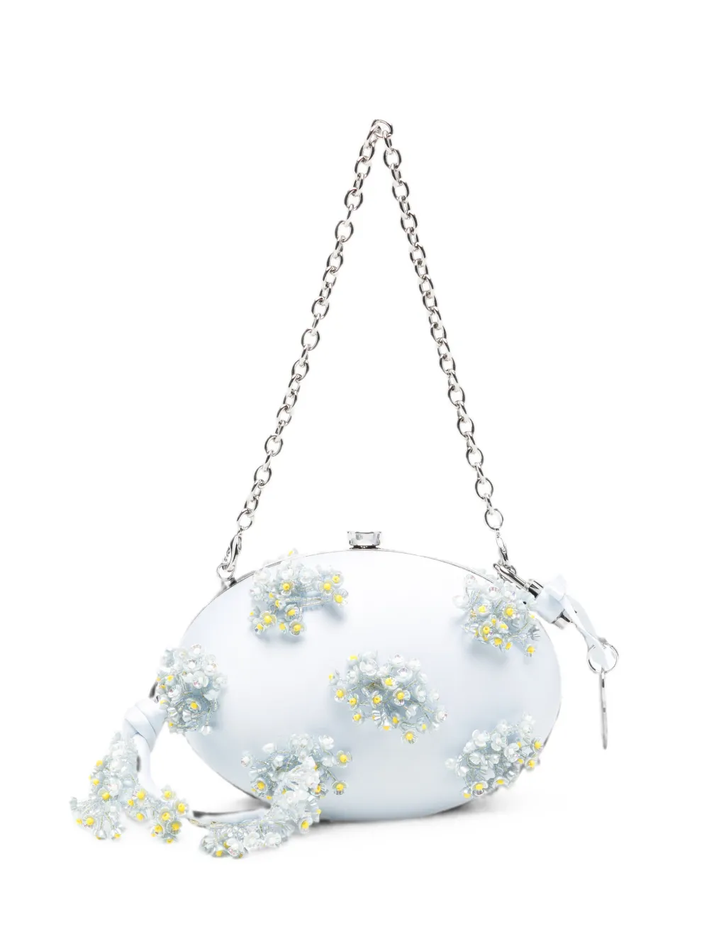 Self-Portrait floral-beaded clutch bag - Blau