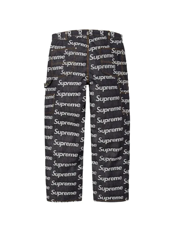 Supreme logo-jacquard double-knee Jeans | Blue | FARFETCH