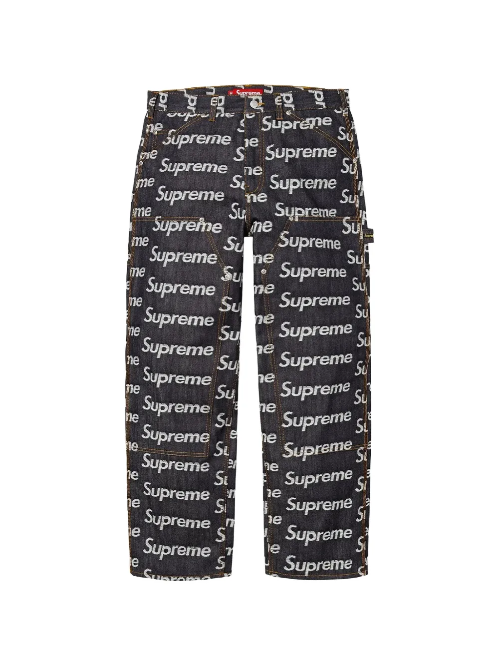 Supreme logo-jacquard double-knee jeans - Blu