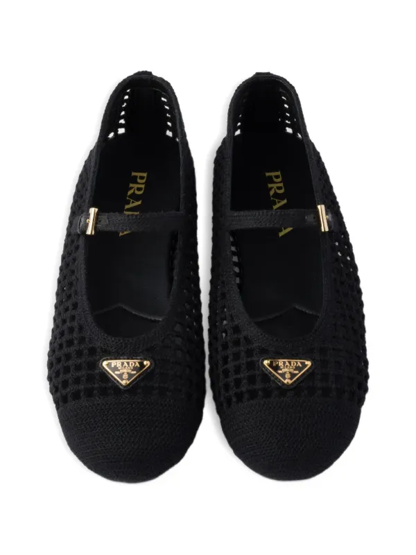 Prada クロシェ フラットシューズ | ブラック | FARFETCH JP