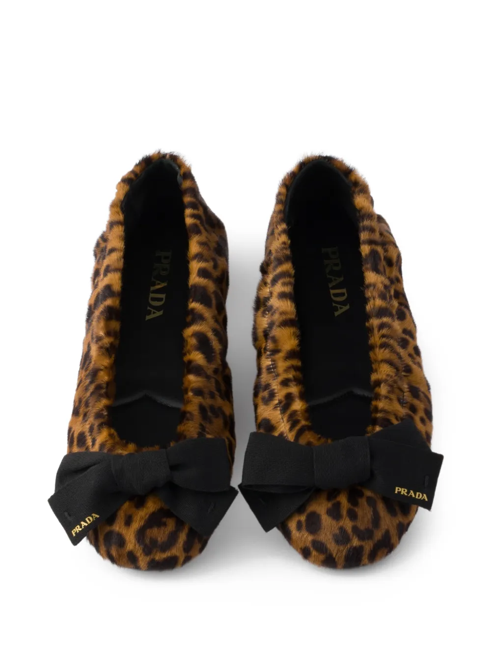 Prada Leren ballerina's Bruin