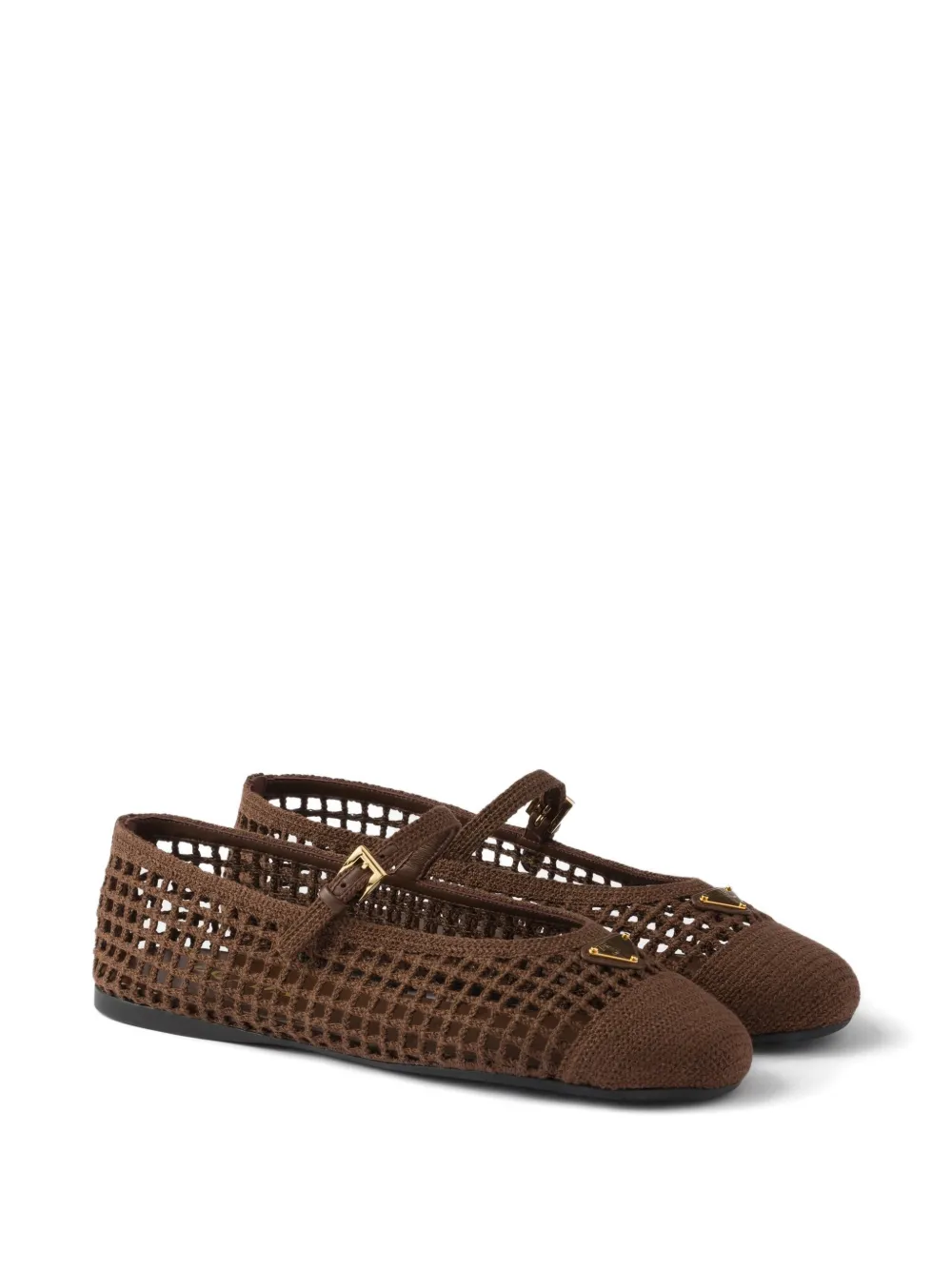 Prada Opengewerkte ballerina's Bruin