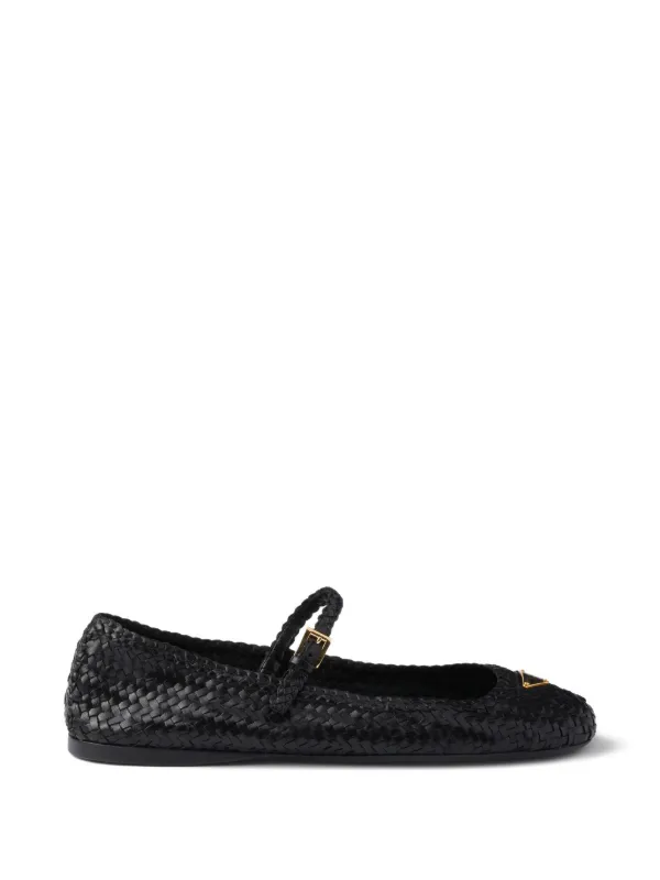 Prada Leather Ballerinas | Black | FARFETCH