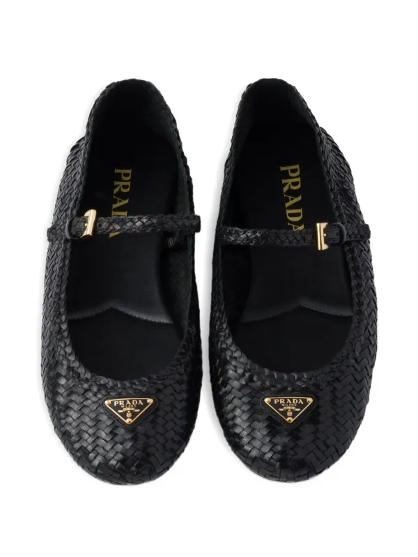Prada Leather Ballerinas | Black | FARFETCH