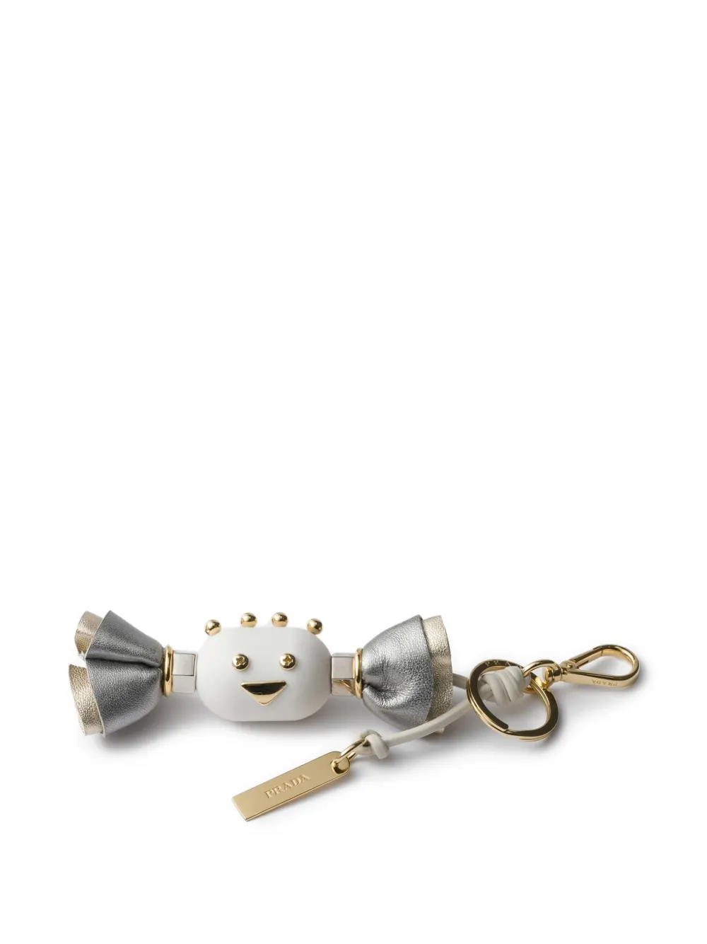 Prada snap hook bow charm keyring - Weiß