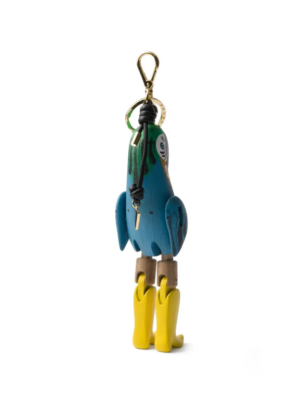 PRADA 　ベアーファーキーチャーム　レザーブルードレス Prada Parrot Charm Keyring | Blue | FARFETCH